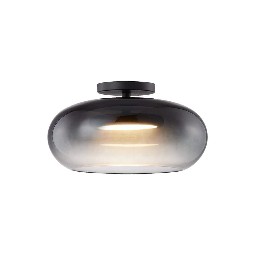 Trinity Black and Smoked Glass LED Semi-Flush Mount Light