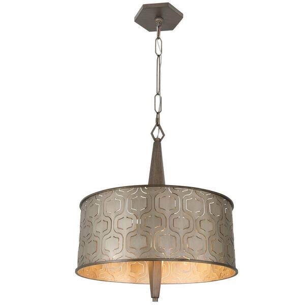Varaluz Iconic 3-Light Champagne Mist Drum Pendant with Recycled Steel Shade
