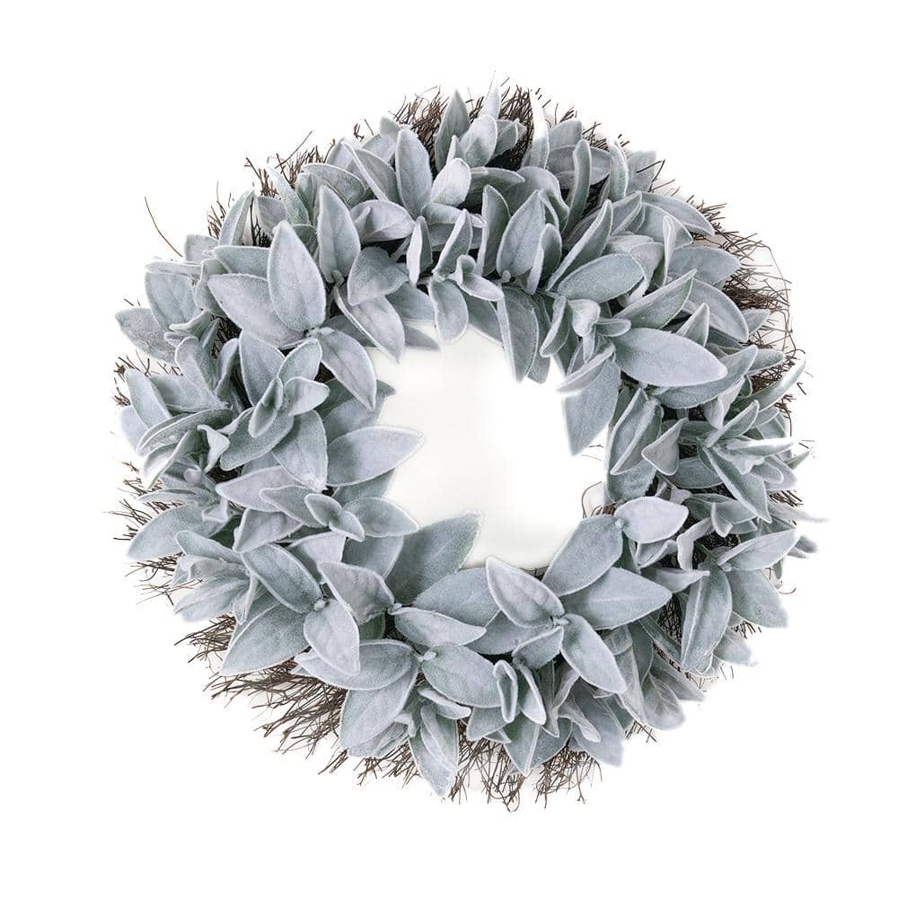 SULLIVANS 12 in. Artificial Lambs Ear Wreath 02472WR - The Home Depot