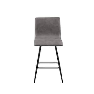 Adams 25 in. Grey Wood Counter Stool with Faux Leather Swivel