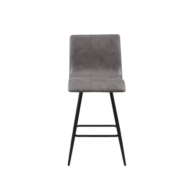 INK+IVY Adams 25 in. Grey Wood Counter Stool with Faux Leather Swivel