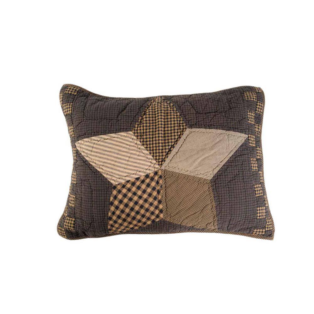 Farmhouse Star Quilted Cotton Standard Sham in Charcoal and Tan