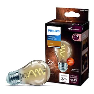 25-Watt Equivalent A15 Spiral Filament Dimmable E26 Vintage Edison LED Light Bulb EyeComfort 2000K Amber (1-Pack)
