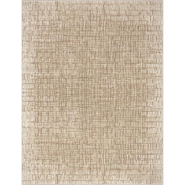 Ivory 5 ft. 3 in. x 7 ft. 3 in. Abstract Nightscape Modern Geometric Flat-Weave Area Rug