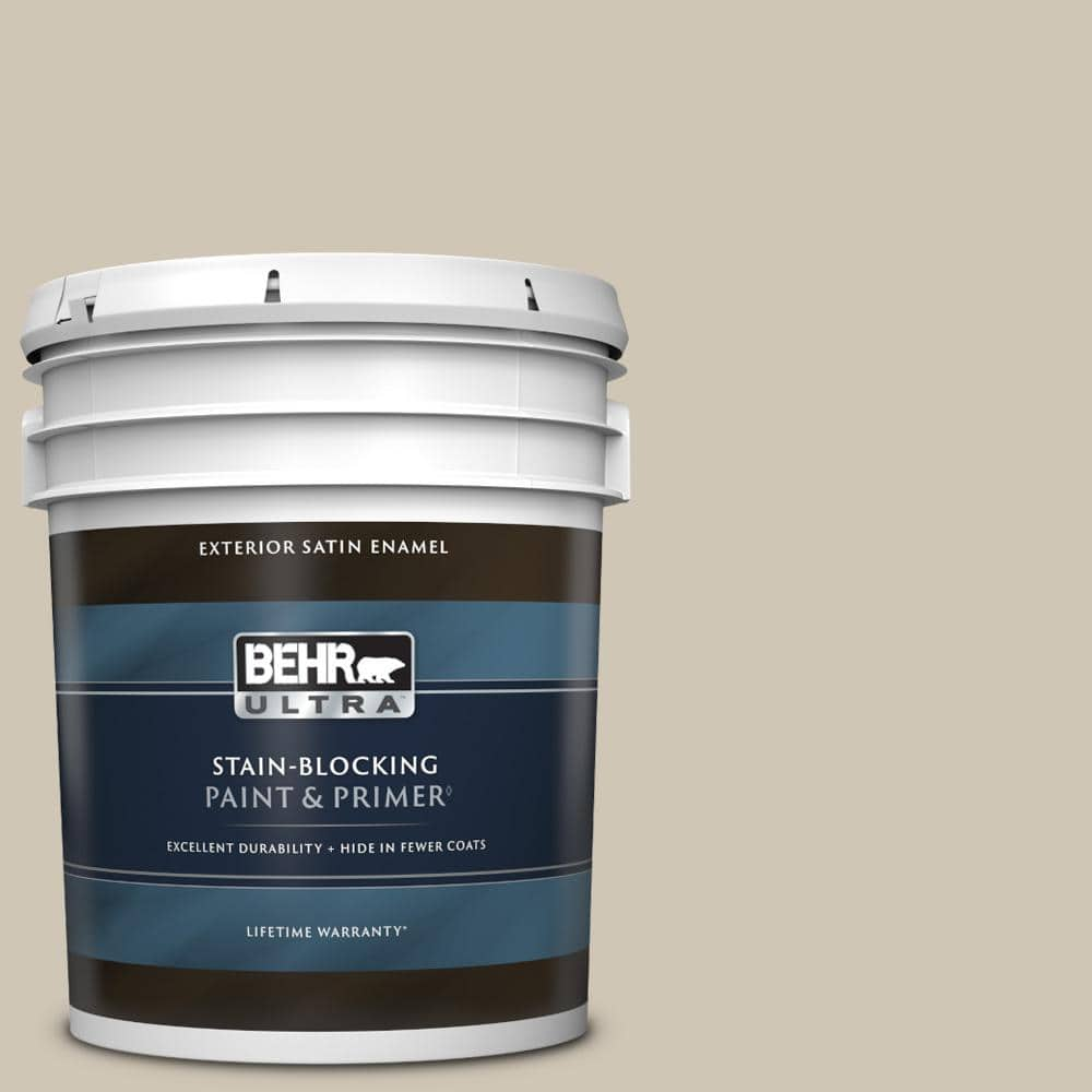 BEHR ULTRA 5 gal. #N310-3 Sandstorm Satin Enamel Exterior Paint ...