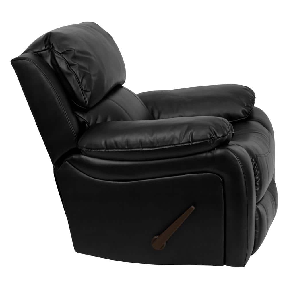 Black Leather Recliner with Spot Detailing