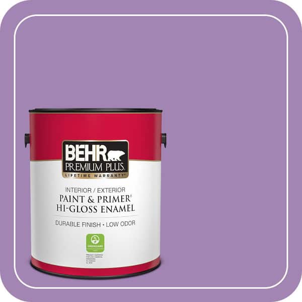 BEHR PREMIUM PLUS 1 gal. #660B-6 Daylight Lilac Hi-Gloss Enamel Interior/Exterior Paint & Primer