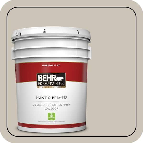 BEHR PREMIUM PLUS 5 gal. Designer Collection #DC-009 Vintage Pewter Flat Low Odor Interior Paint & Primer