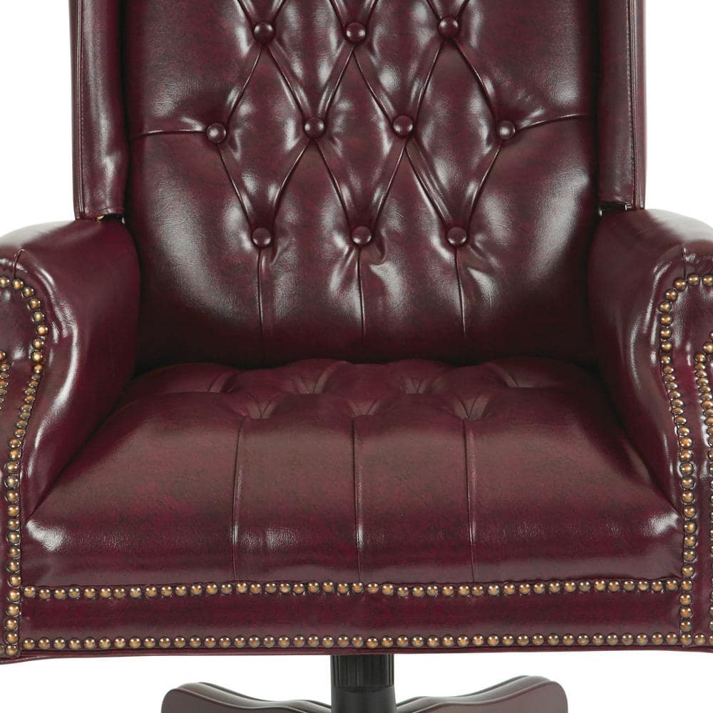 Brown High Back Executive Swivel Chair with Mahogany Base