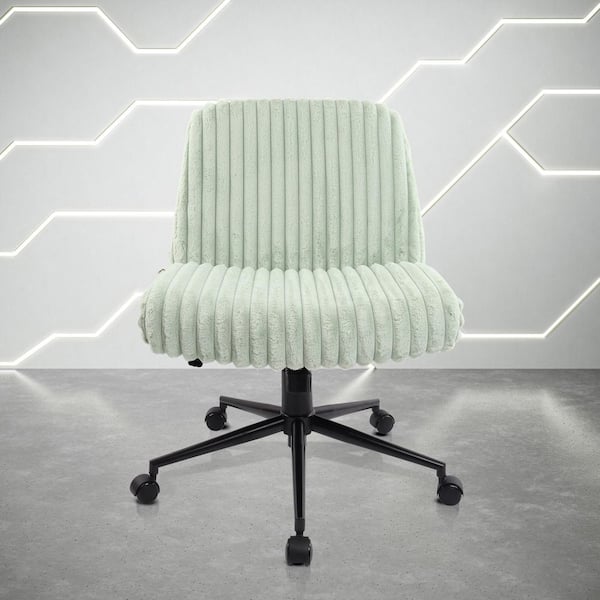 Plush Fabric Adjustable Height Ergonomic Criss Cross Chair in Green