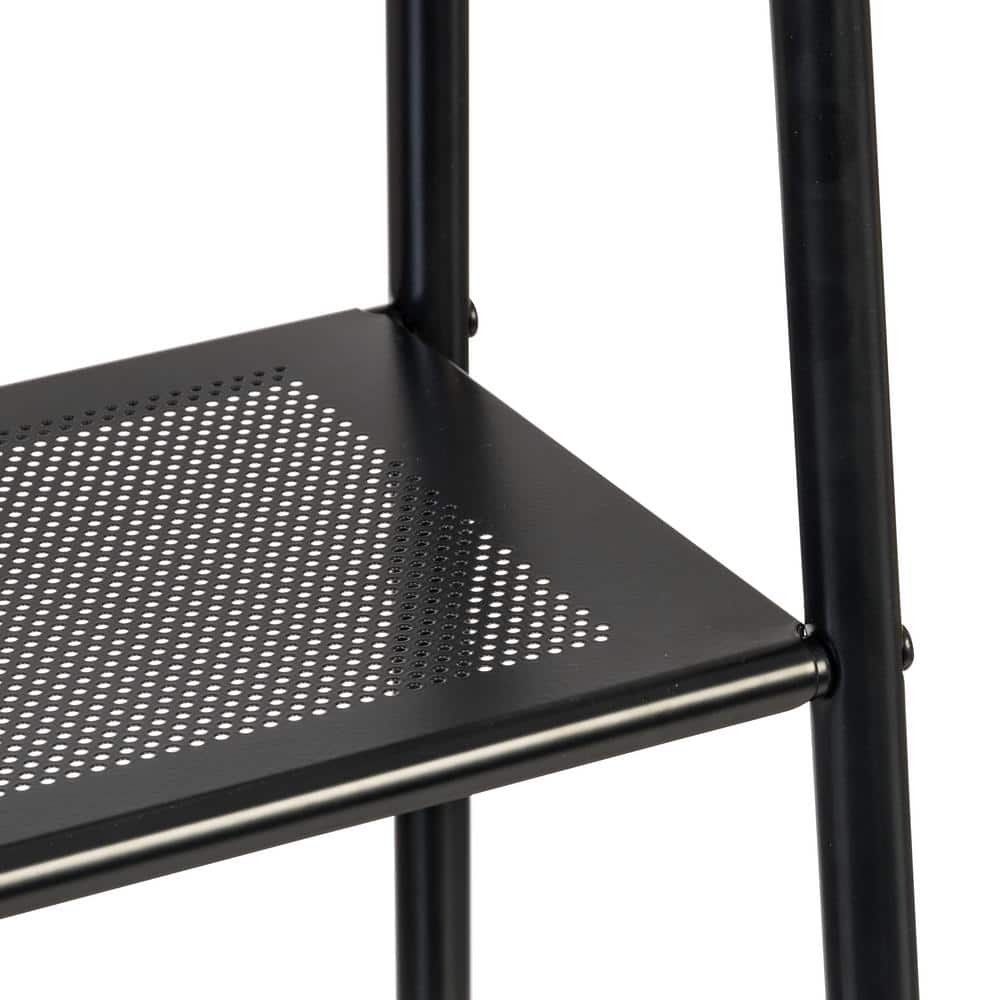 Black Metal Portable Garment Rack with Shelves