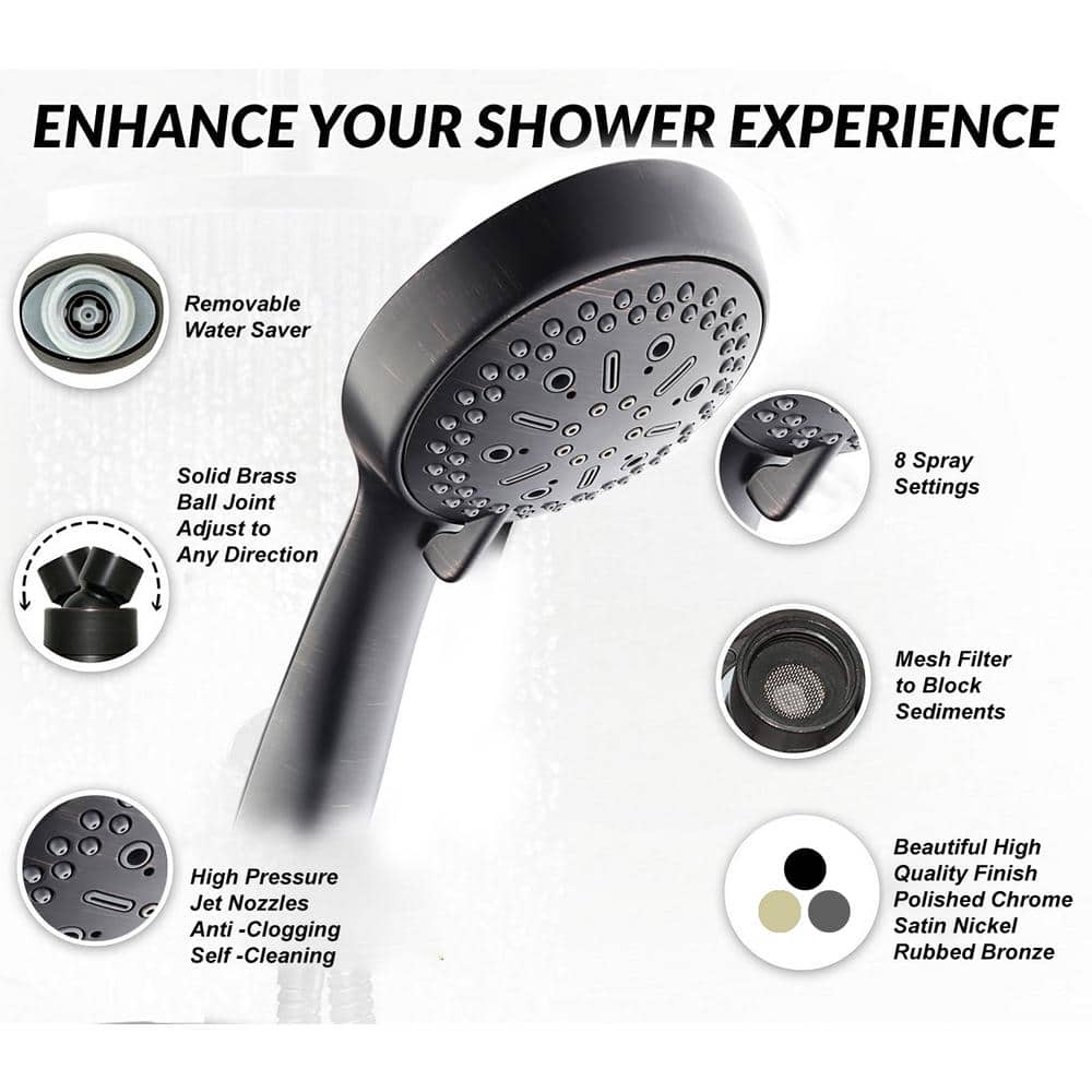 Rubbed Bronze Dual Head Handheld Rain Shower System