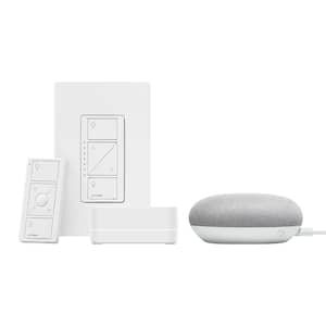 Caseta Wireless Smart Lighting Dimmer Switch Starter Kit w Google Home Mini Chalk