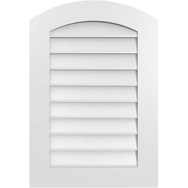 Ekena Millwork 22 in. x 32 in. Arch Top Surface Mount PVC Gable Vent: Functional with Standard Frame