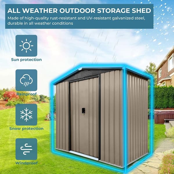 Kadehome 6 ft. W x 4 ft. D Brown Outdoor Metal Storage Shed