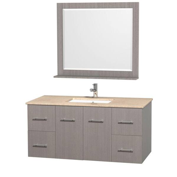 Wyndham Collection Centra 48 in. Vanity in Grey Oak with Marble Vanity Top in Ivory and Undermount Sink