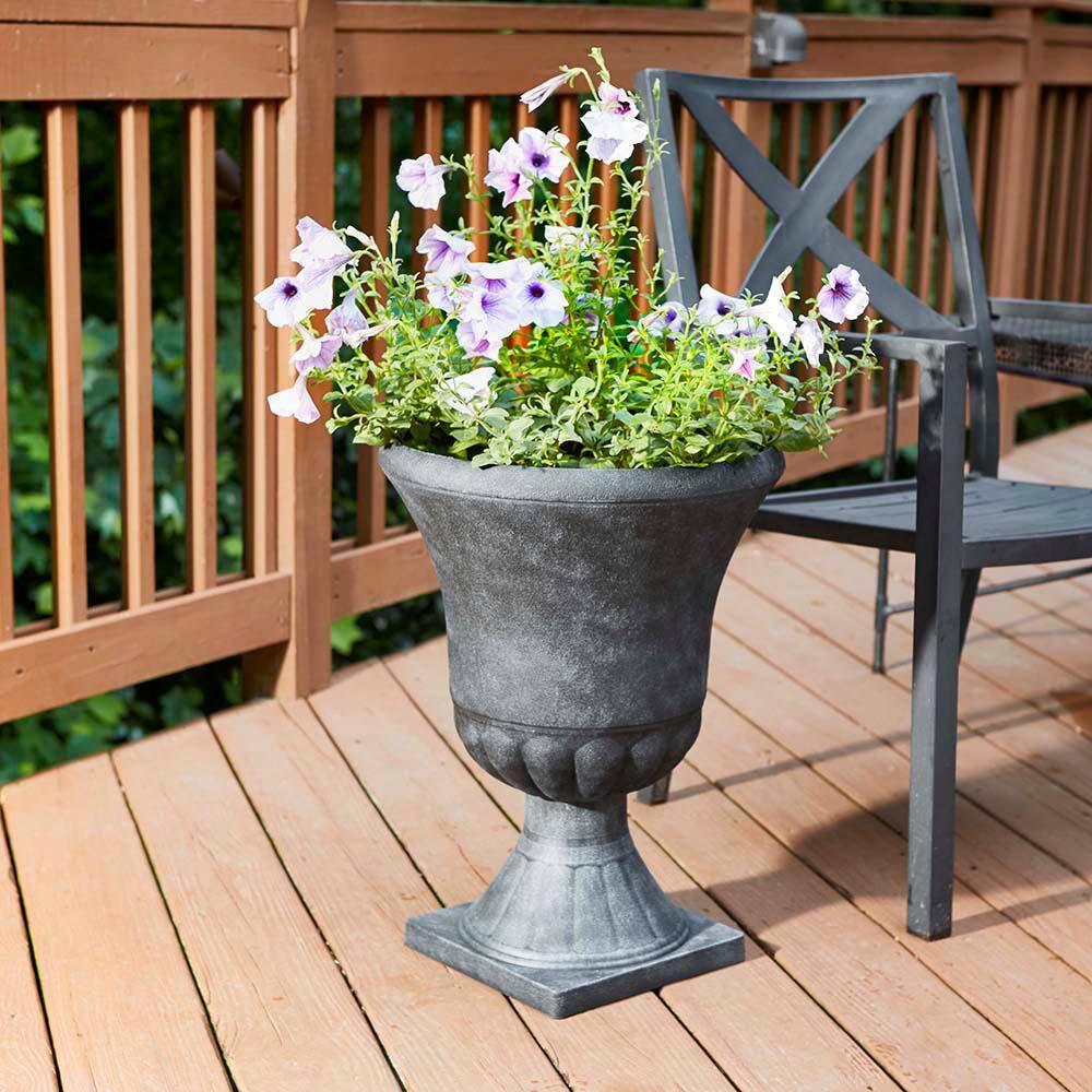 Winston 16 Inch Black Resin Outdoor Urn Planter