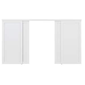144 in. x 80 in. Paneled 1-Lite Blank Pattern White Primed MDF Sliding Door with Hardware Kit