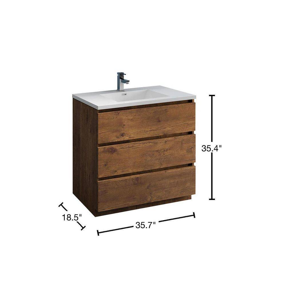 Rosewood 36" Freestanding Single Vanity with Acrylic Sink