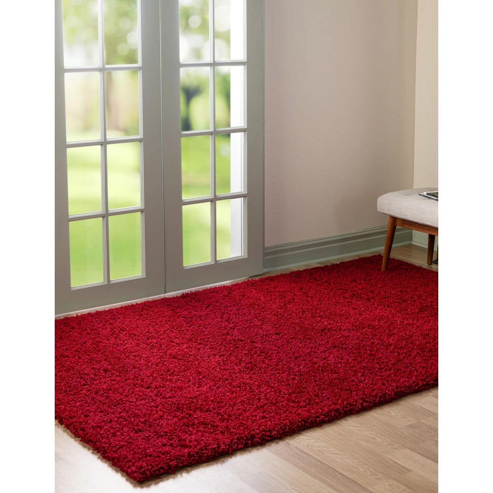 Cherry Red Luxe Shag 10'x13' Reversible Area Rug