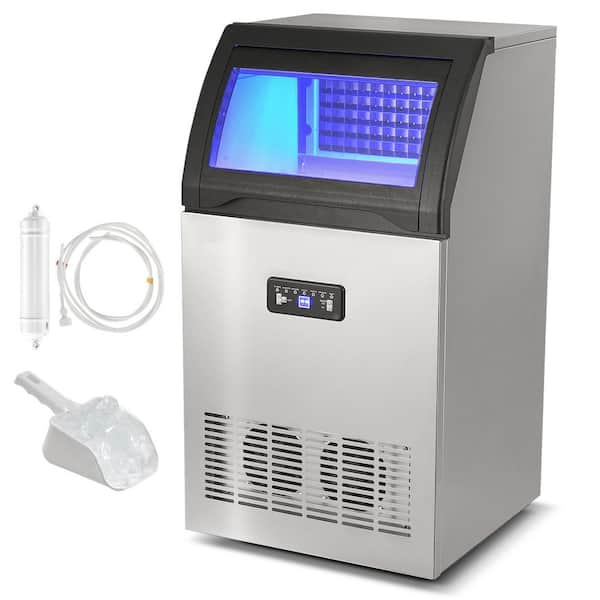 SKYSHALO 160 lb. / 24 H Commercial Ice Maker 17.1 in. Full Size Cubes Freestanding in Silver with 33 lbs. Storage Capacity