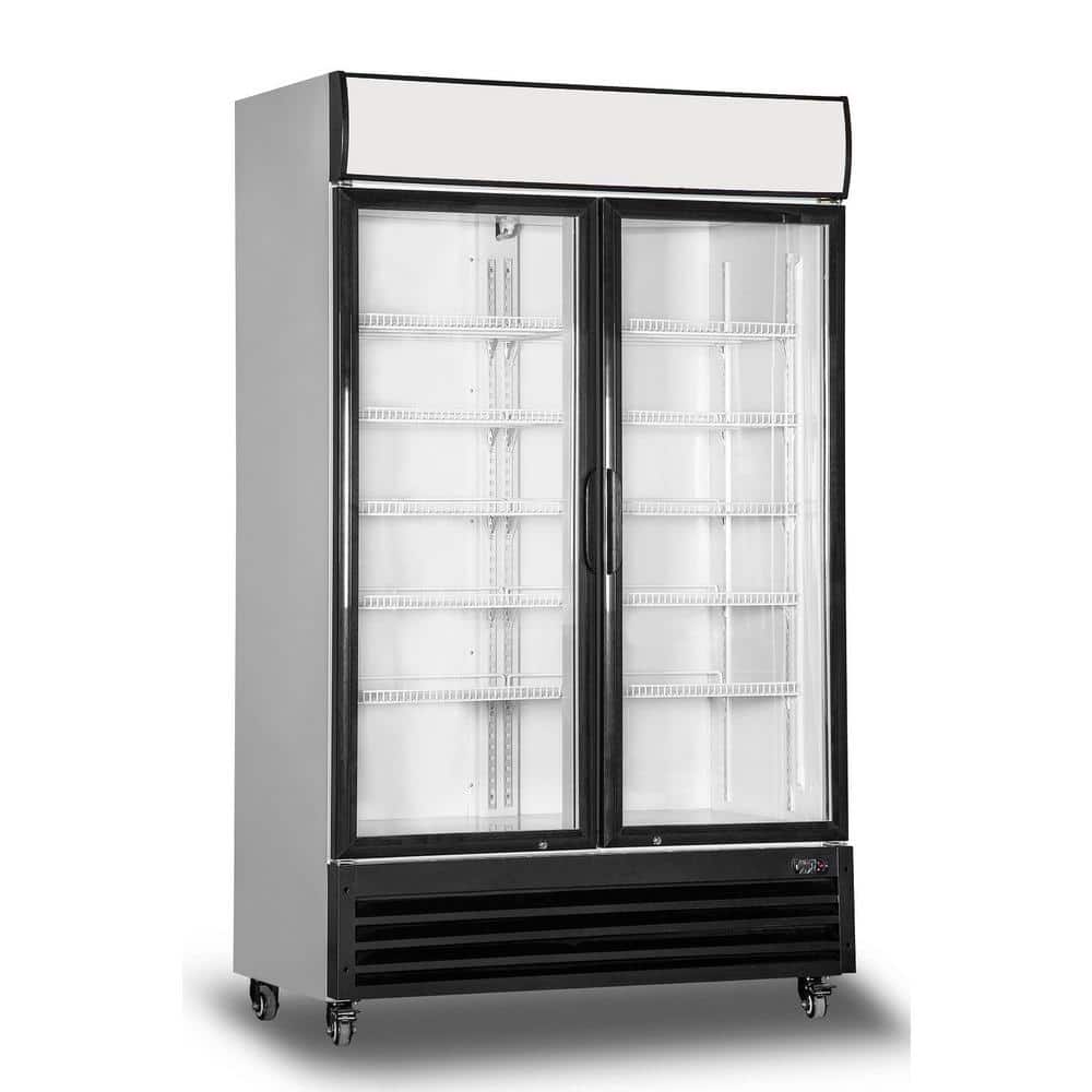 48 in. W 35.3 cu. ft. 2-Glass Door Commercial Refrigerator Merchandiser in White Coated Steel