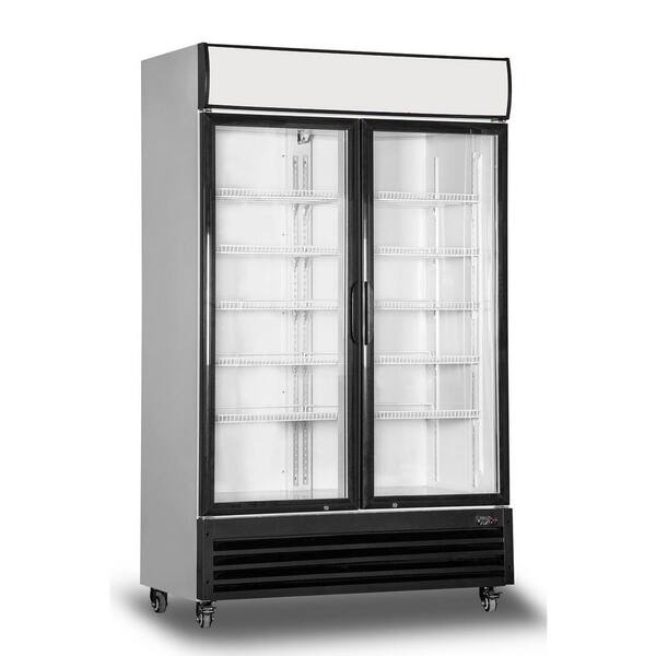 Cooler Depot 48 in. W 35.3 cu. ft. 2-Glass Door Commercial Refrigerator Merchandiser in White Coated Steel