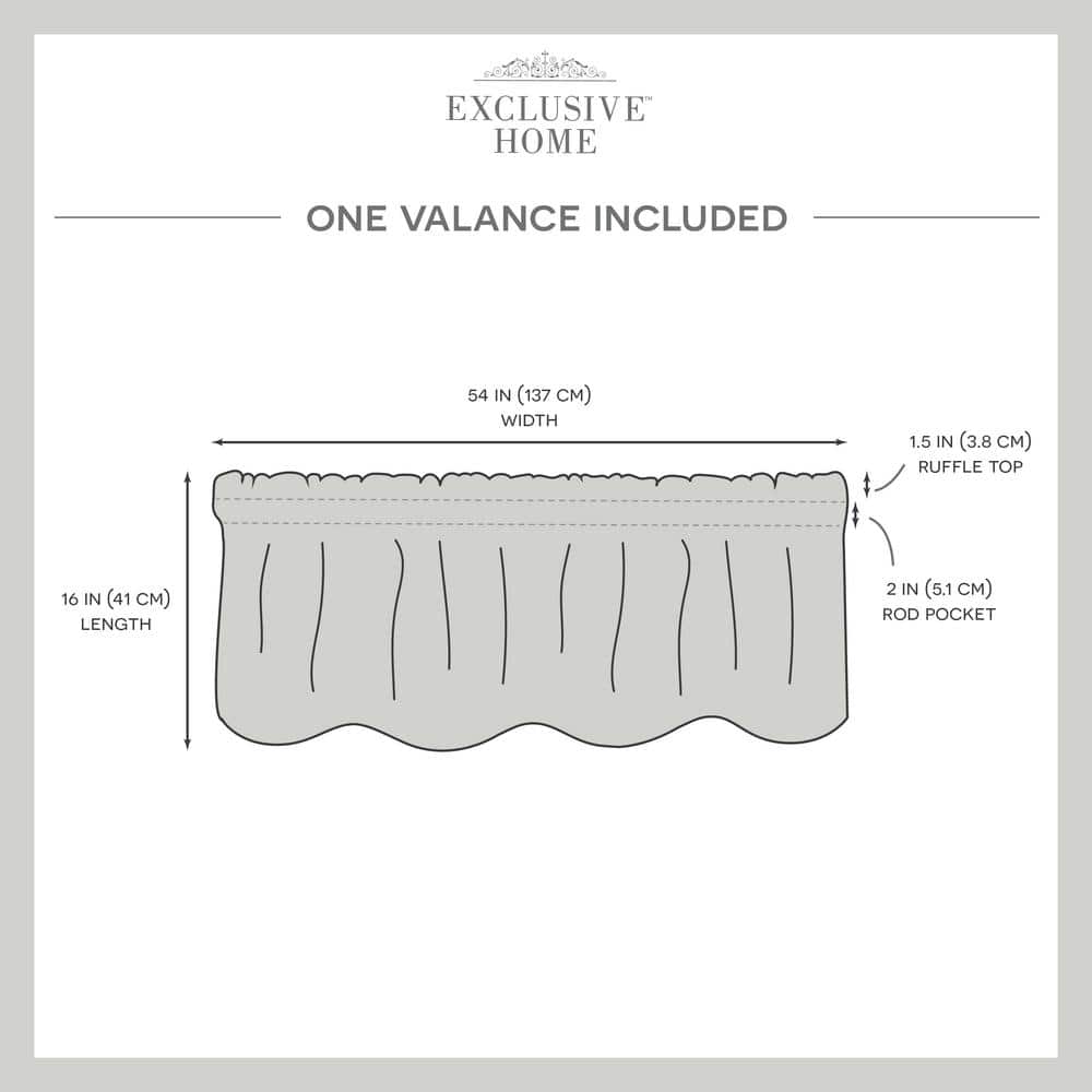 Black Pearl Linen-Like Scalloped Rod Pocket Valance