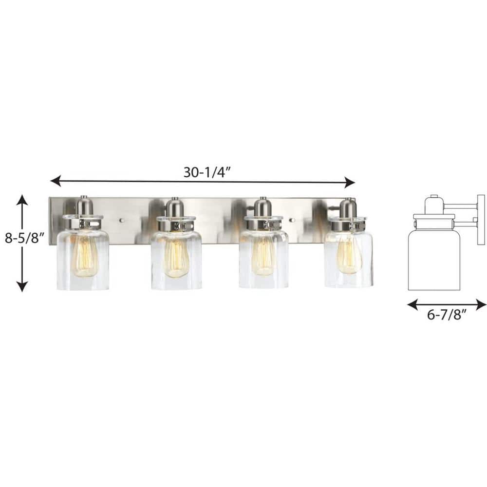 Calhoun Nickel 4-Light Clear Glass Vanity Light