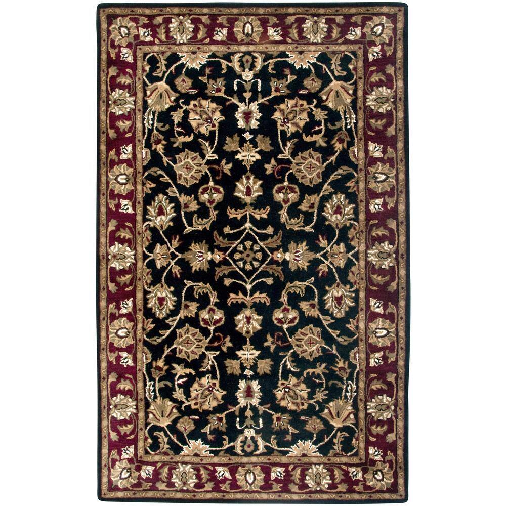 UPC 844353513011 product image for Sareena Black 9 ft. x 12 ft. Floral Wool Area Rug | upcitemdb.com