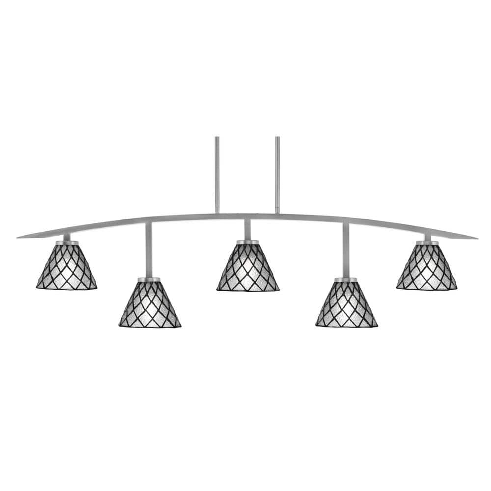 Siena 51.25 in. 5-Light Graphite Chandelier with 7 in. Diamond Ice Art Glas