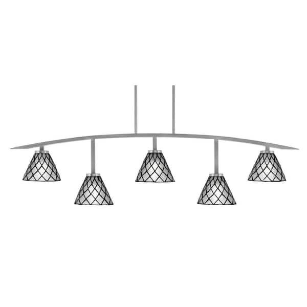 Unbranded Siena 51.25 in. 5-Light Graphite Chandelier with 7 in. Diamond Ice Art Glass Shades, no bulbs included