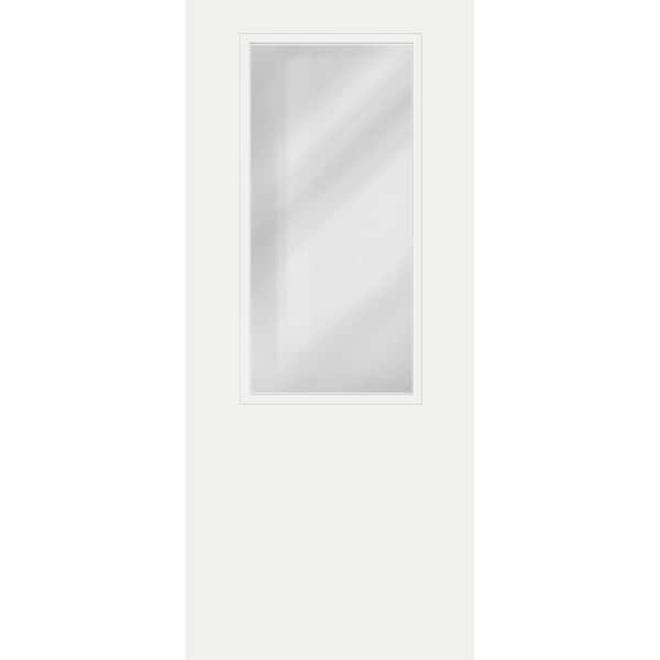 Steves & Sons Legacy 30 in. x 80 in. Universal Handing 2/3 Clear Glass White Primed Smooth Fiberglass Front Door Slab