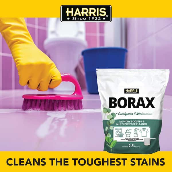 Harris 2.5 lbs. Borax Laundry Booster and Multi-Purpose Cleaner with Eucalyptus Essential Oil (2-Pack) and 32 oz. Spray Bottle