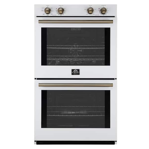 Vomero 30 in. Double Wall Oven, White, 10 cu. ft. Total Capacity, 7100-Watts Convection, Manuel Steam Clean