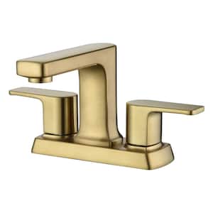 Dean 4 in. Centerset 2-Handle Bathroom Faucet with Drain Assembly, Rust and Tarnish Resist in Brushed Gold