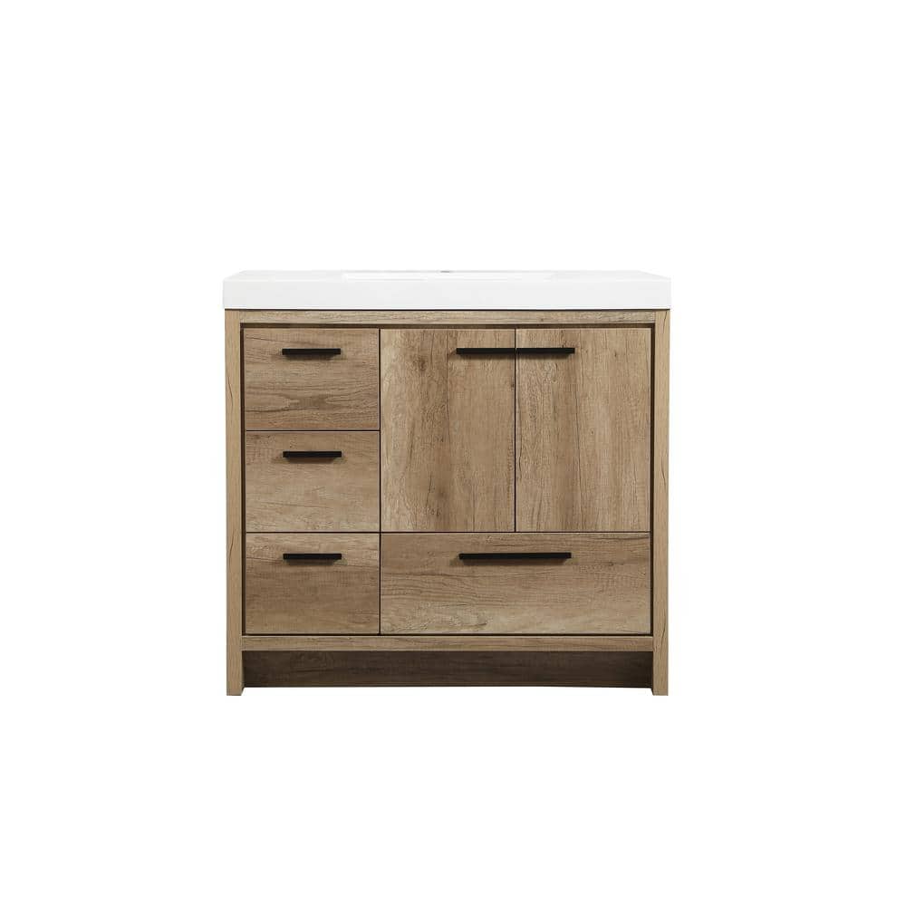 Simply Living 36 in. Single Bathroom Vanity in Natural Oak with Resin Vanit