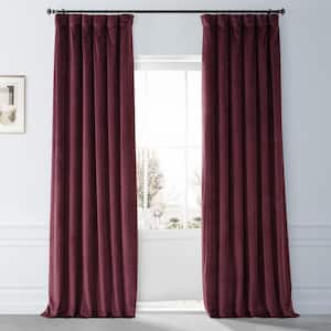 Signature Pomegranate Juice Red Plush Velvet Hotel Blackout Rod Pocket Curtain - 50 in. W x 96 in. L (1 Panel)