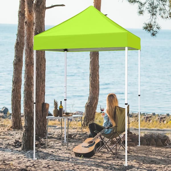 5 ft. x 5 ft. Fluorescent Green Portable Instant Pop Up Canopy, Adjustable Height, for Beach, Sports and Camping