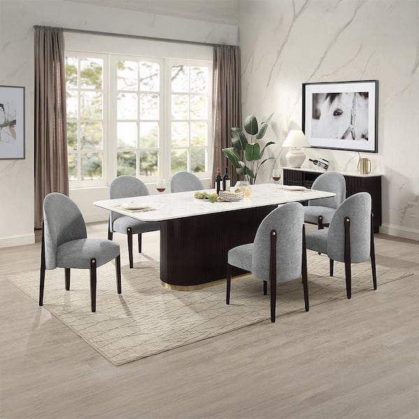 Acme Furniture Coda Espresso Faux Marble top 95 in. Pedestal Base
