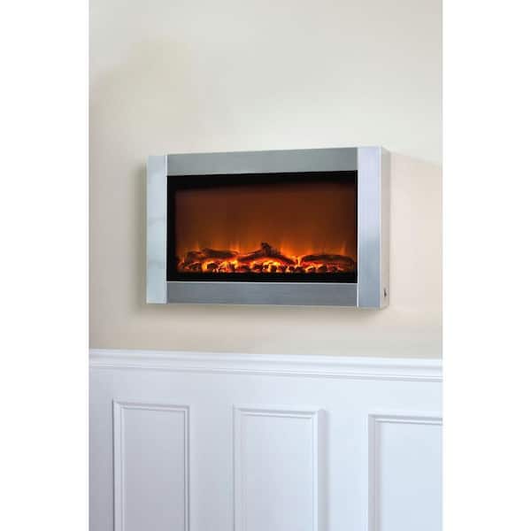 Fire Sense 31 in. Wall-Mount Electric Fireplace in Stainless Steel