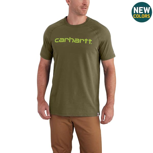 Carhartt Men's Extra Large Moss Cotton/Polyester Force Cotton Delmont Graphic Short Sleeve T-Shirt