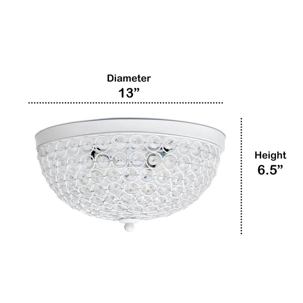 Elegant Crystal Harmony 4-Light White Flush Mount Ceiling Fixture