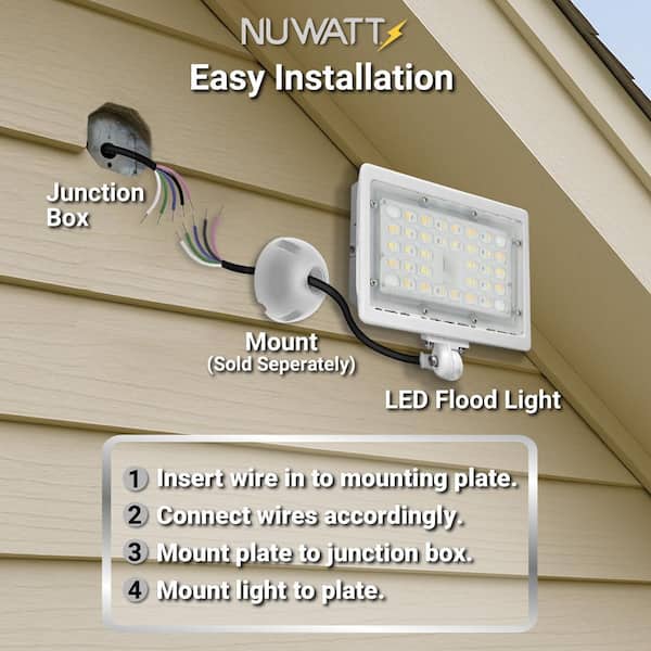 NuWatt 15-Watt 2250 Lumens White Outdoor Integrated LED Flood