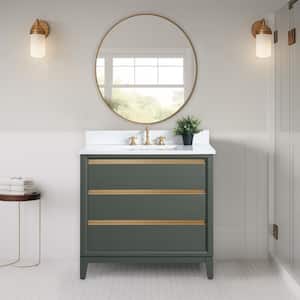 36 in. W x 22 in. D x 34 in. H Single Sink Bathroom Vanity in Vintage Green with Engineered Marble Top