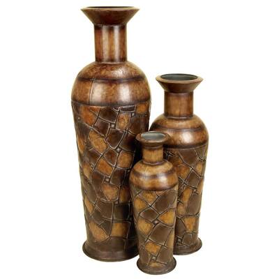 Brown Metal Rustic Decorative Vase (Set of 3)