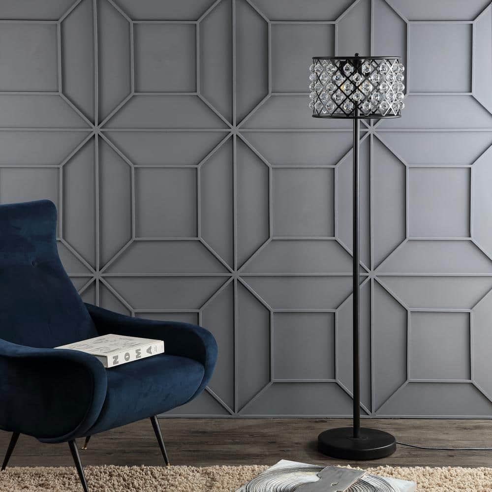 Elizabeth 60" Bronze/Clear Crystal Geometric LED Floor Lamp