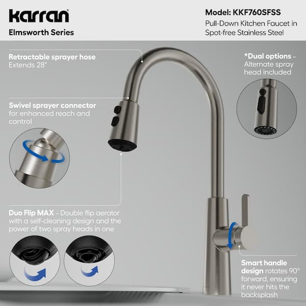 Elmsworth Single Handle Pull-Down Sprayer Kitchen Faucet in Spot Free Stainless Steel
