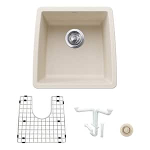 Performa Granite Composite 17.5 in. Undermount Bar Sink Kit in Soft White with Accessories