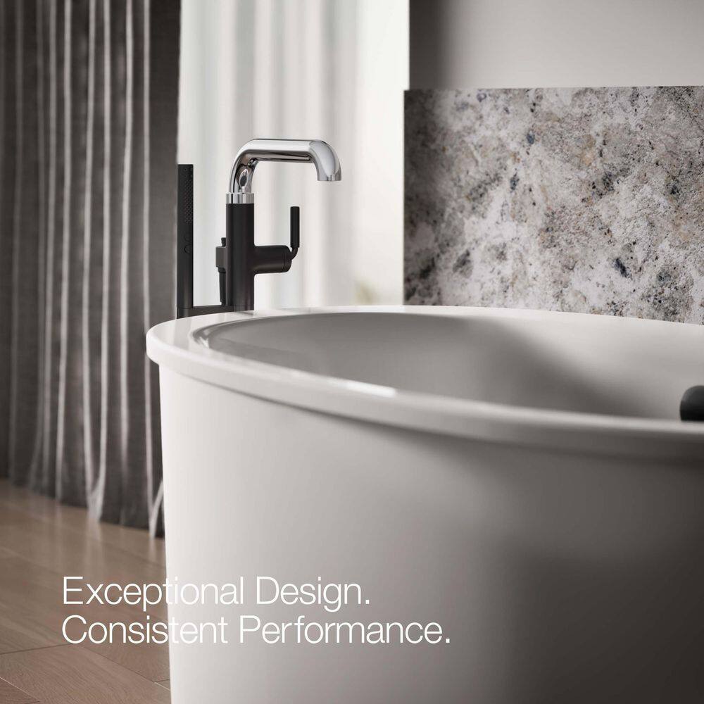 Tone Matte Black and Polished Chrome Freestanding Tub Faucet with Handshower